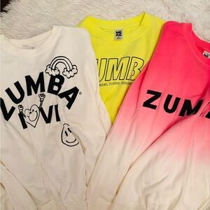 Zumba Fitness Women's Crew Neck Sweaters - White, Yellow, Pink